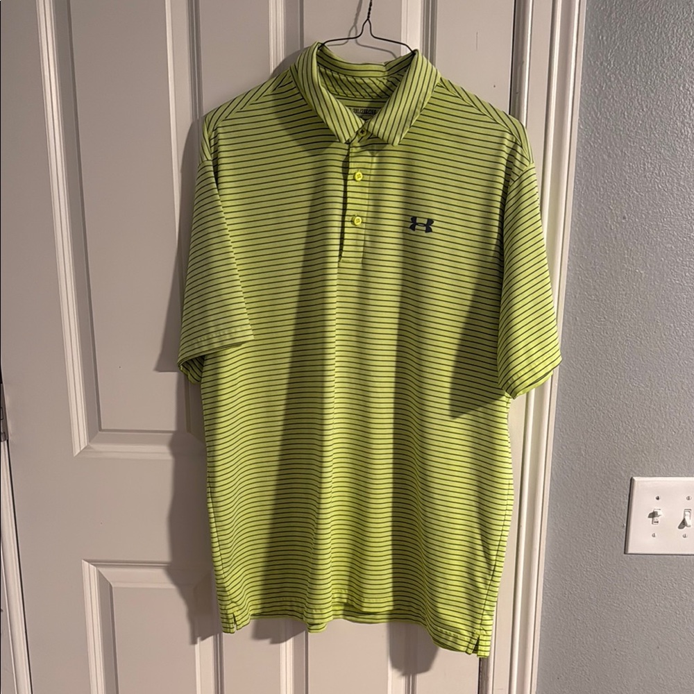 Under Armour Men's Green Striped Polo Shirt
